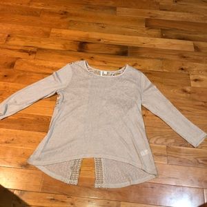 Three-quarter sleeve top with lace back